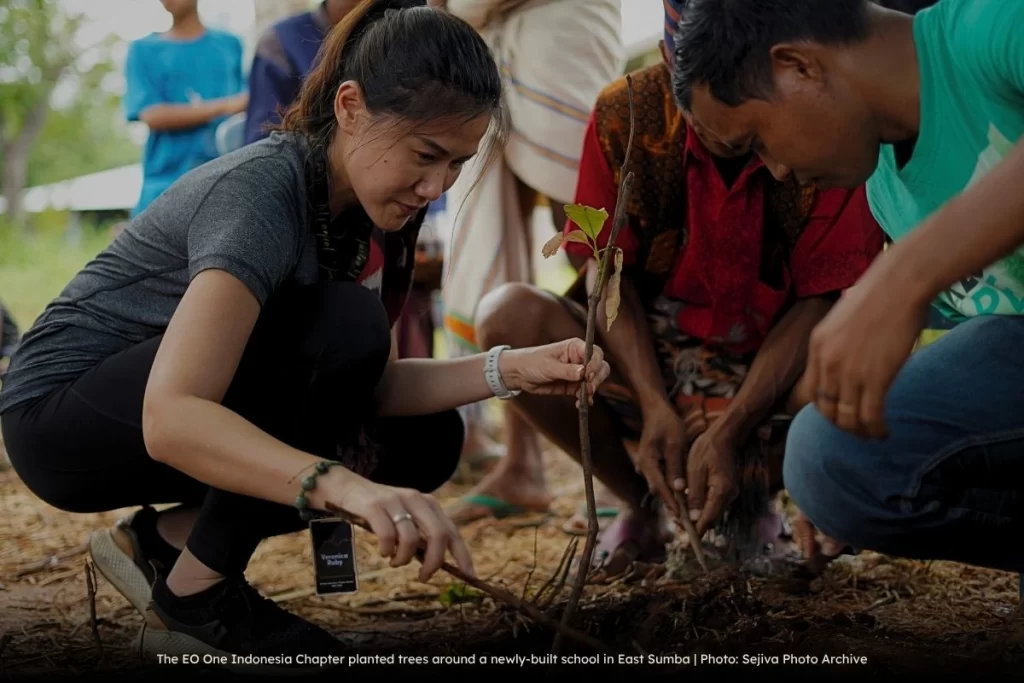 The EO One Indonesia Chapter planted trees around a newly-built school in East Sumba