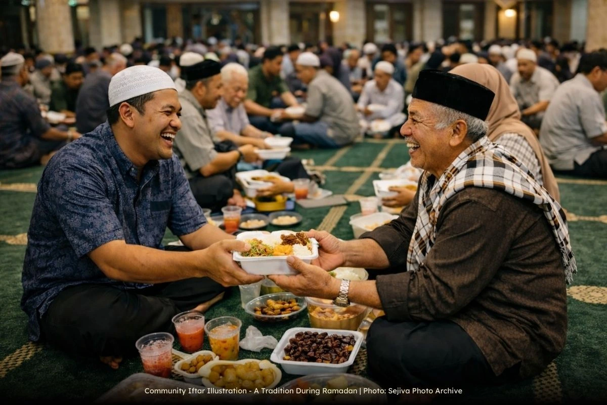 Community Iftar Illustration - A Tradition During Ramadan