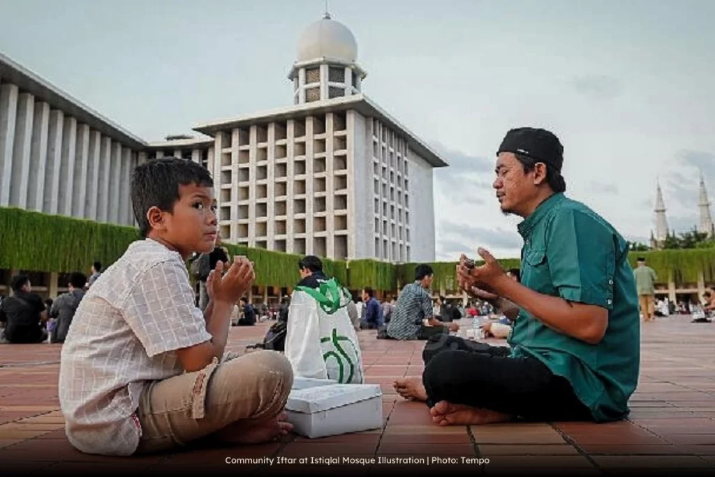 Community Iftar at Istiqlal Mosque Illustration