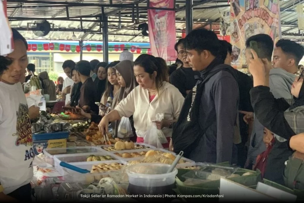 Takjil Seller at Ramadan Market in Benhil, Jakarta, Indonesia
