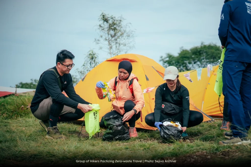 Group of Hikers Pacticing Zero-waste Travel