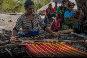 Local Woman doing a Traditional Sumba Woven Textiles