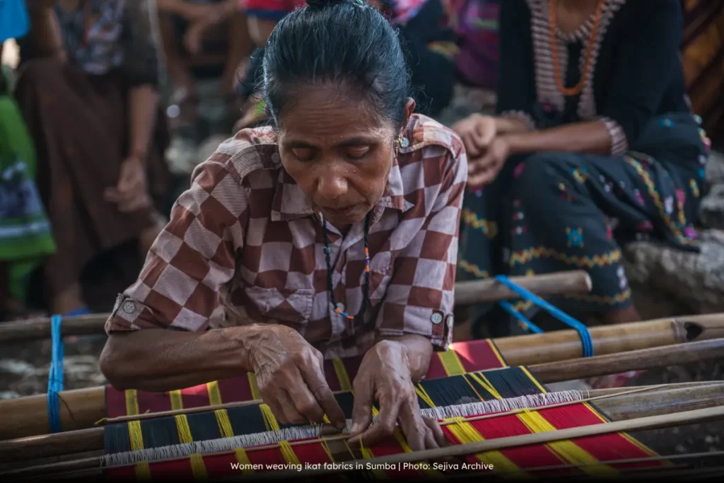 Women Weaving Ikat Fabrics in Sumba