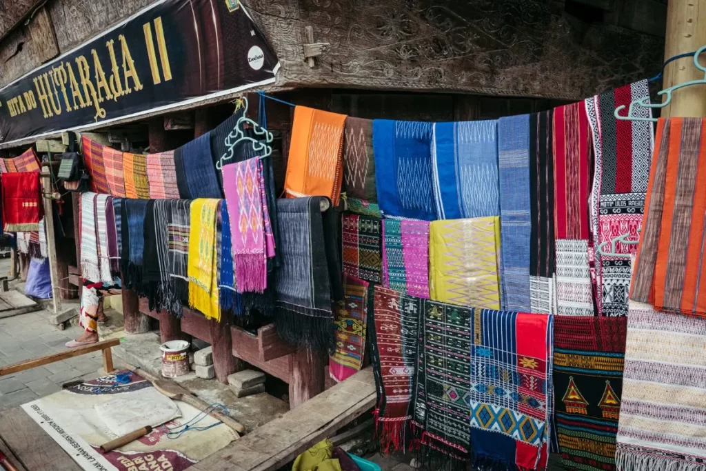 traditional sacred ulos textile in samosir, toba, north sumatra