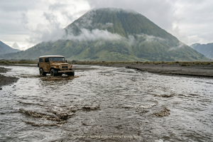 Illustration of flooding at Mount Bromo