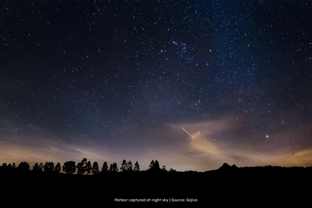 Meteor captured at night sky